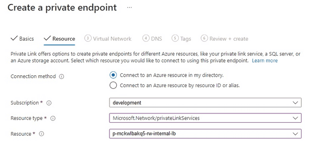 create private endpoint resource