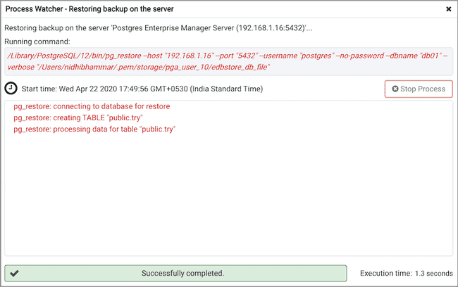 Restore dialog - Process Watcher