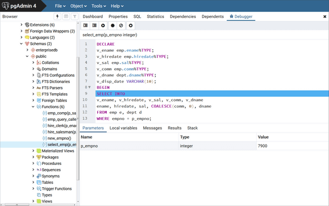 The Parameters tab