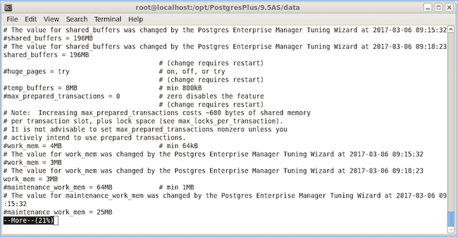 Confirming a change in the postgresql.conf file