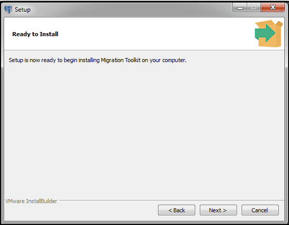 Setup is ready to start the Migration Toolkit installation.