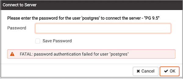 Password authentication failed