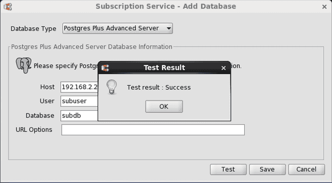 Successful subscription database test