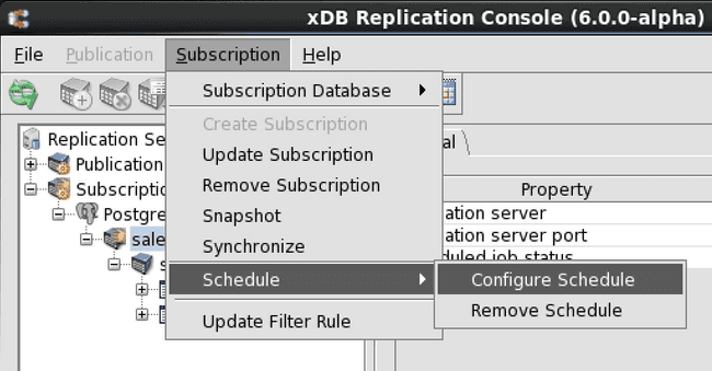 Opening the Scheduled Task Wizard dialog box on a subscription