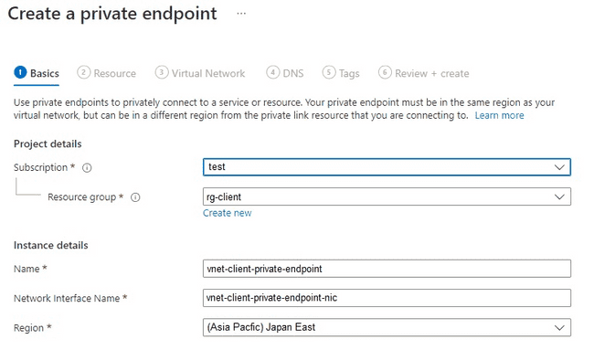 create private endpoint