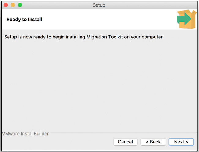 Setup is ready to start the Migration Toolkit installation.