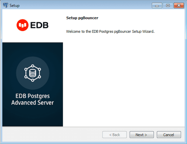 The EDB PgBouncer Welcome window