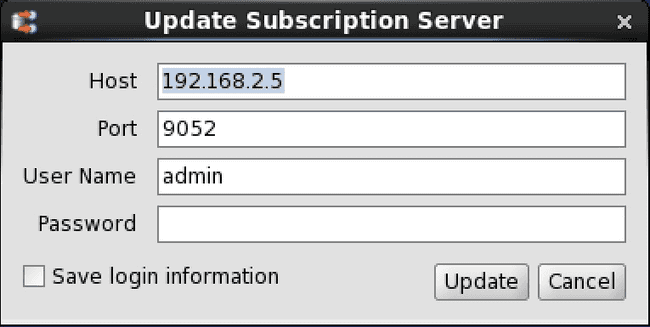 Update Subscription Server dialog box