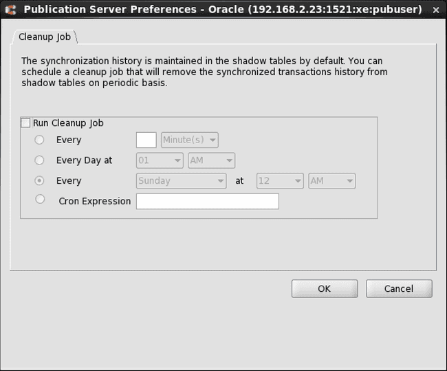 Disabled schedule for shadow table history cleanup