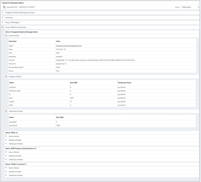 System Configuration Report - Group Server Name