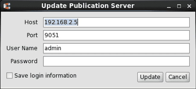 Update Publication Server dialog box