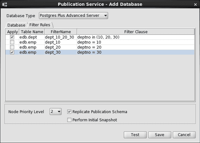 Enabling filter rules on a primary node