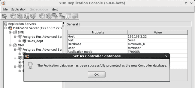 Publication database promoted to controller database