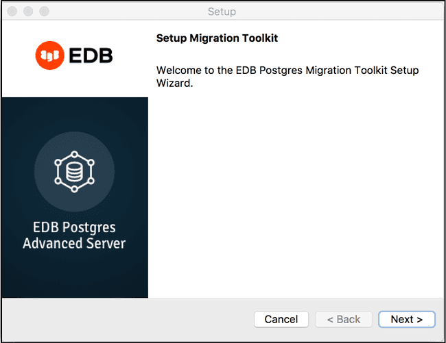 The Migration Toolkit installation wizard.