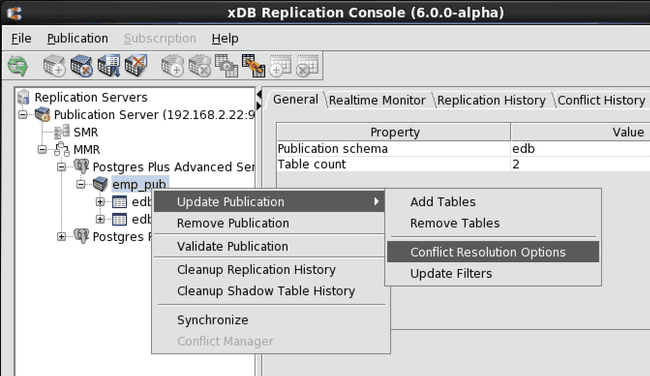 Opening the Conflict Resolution Options dialog box