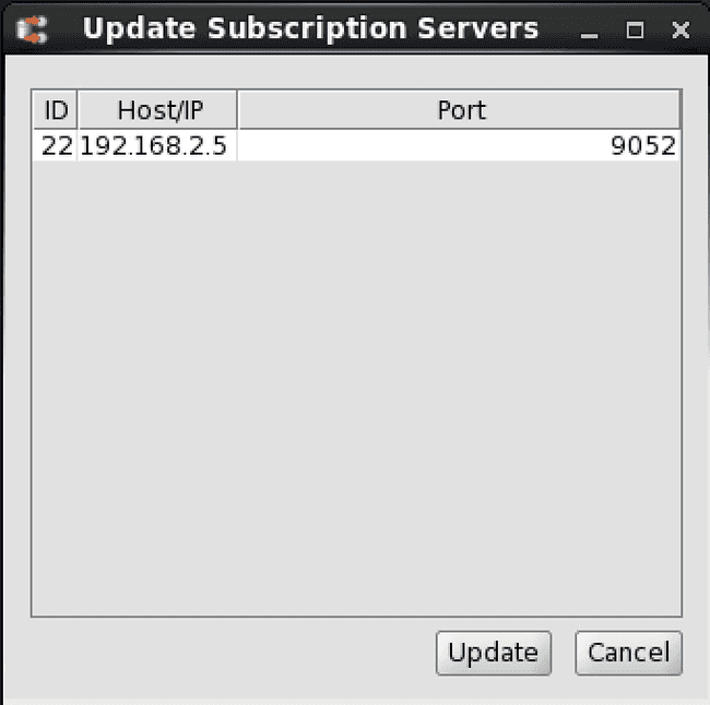 Update Subscription Servers dialog box