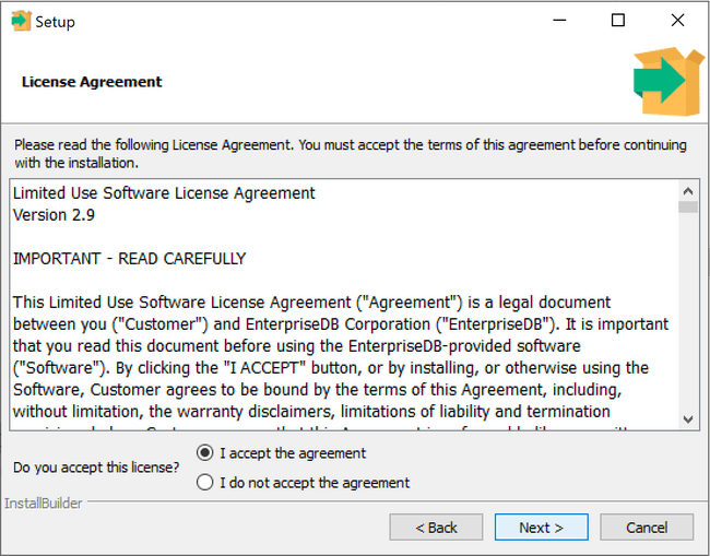 The SQL Profiler Installer - License Agreement