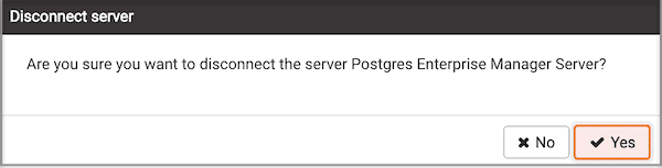 PEM Disconnect Server dialog